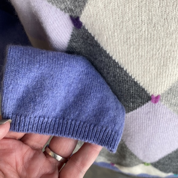 NWOT Chater Club Cashmere argyle sweater. Sz M - Picture 3 of 6